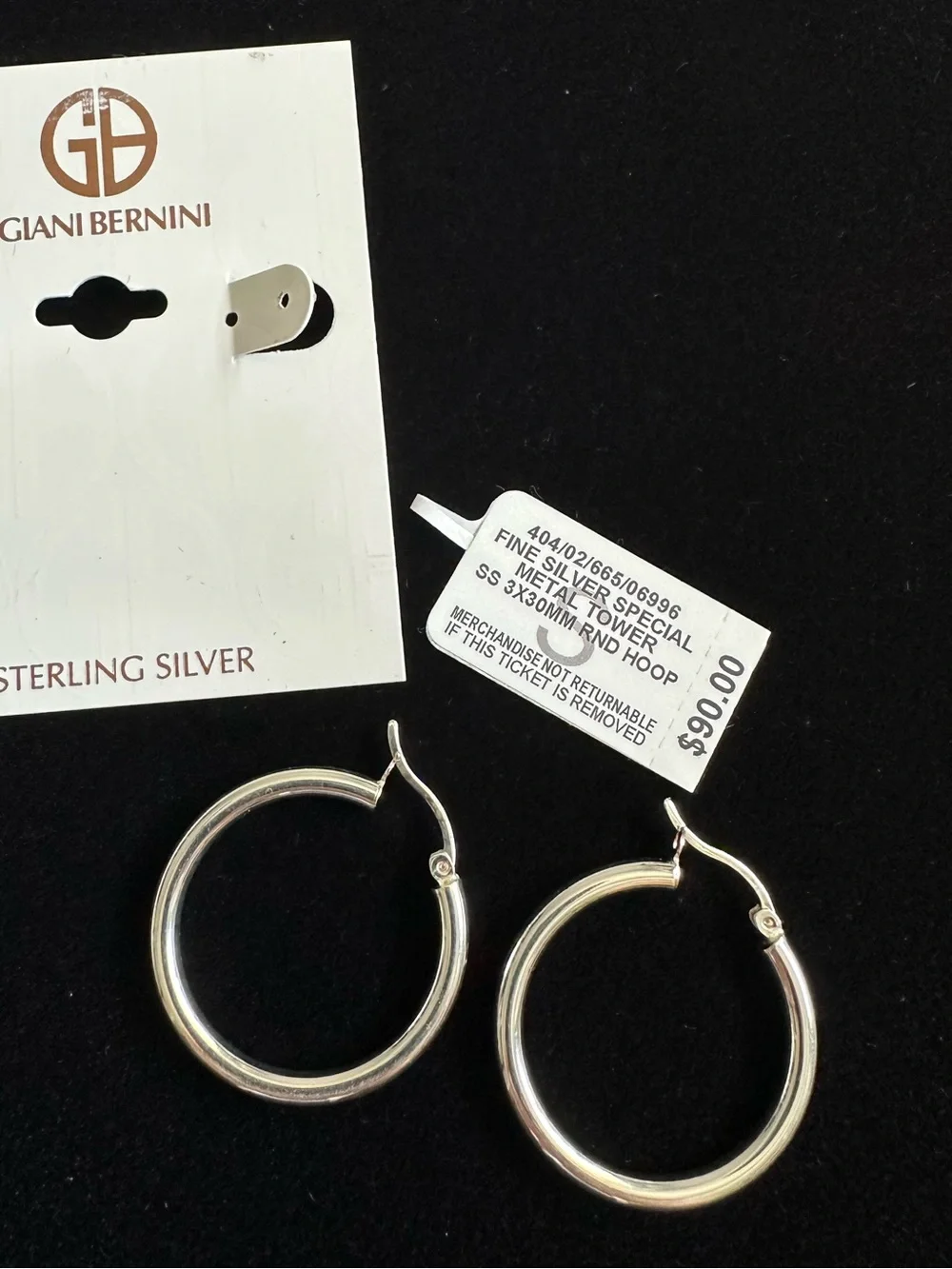 NWT Giani Bernini Sterling Silver Smooth Hoop Earrings